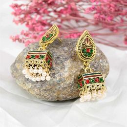 Dangle Earrings Vintage Gypsy Luxury Colourful Rhinestone Perle Drop For Women Fashion Waterdrop Crystal Bijoux Jewellery