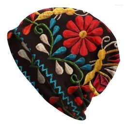 Berets Mexican Butterflies Flower 3D Print Pattern Bonnet Beanie Knitting Hats Unisex Otomi Embroidery Art Winter Skullies Bea Year