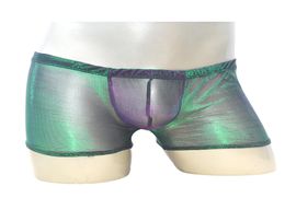 Green Shiny Change Colour Men Boxer Shorts Fashion Lace Underpants Sexy Gauze Low Waist Knickers Exotic Comfortable Panties4174709