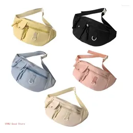 Waist Bags Women Girls Fanny Pack Crossbody Bag Y2K Grunge Aesthetic Solid Color Sling Nylon Pocket Chest Daypack