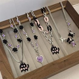 Chains Y2k Purple Love Heart Women's Necklace Sweet Romantic Fashion 2023 Daily Casual Party For Women Jewellery Accessories