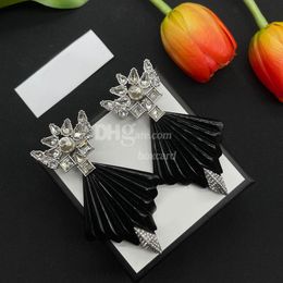 Vintage Rhinestone Diamond Black Earrings Studs Fashion Jewellery Retro Copper Plated Earrings For Wedding Party