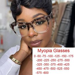 Sunglasses Office Trendy Clear Amber Blue Light Blocking Glasses Ladies Anti-Reflective Myopia Fashion Big Women's Spectacle 1949