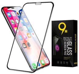 Screen Protector For iPhone 14 Pro Max 13 Mini 12 11 XS XR X 8 7 6 Plus SE 9H Tempered Glass Full Cover Curved Protective Film Gua8907675