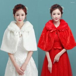 Scarves Women Imitation Fur Bridal Wrap Wedding Accessories Elegant Soft Cape Shawl Plush Winter