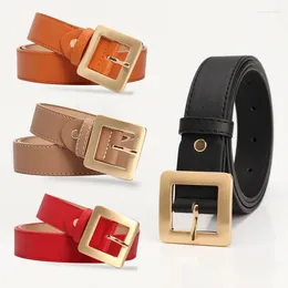 Belts 2023 Minimalist Square Buckle Women's Belt PU Leather Fashion Versatile Jeans Dress Decoration Designer