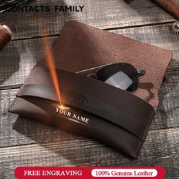 Sunglasses Genuine Leather Glasses Case Protectable Eyewear Pouch Eyeglasses Accessories Protector Container Sunglasses Storage Pouch Bag