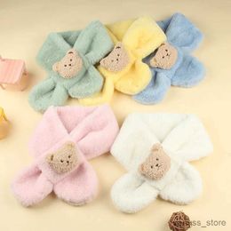 Scarves Wraps Cartoon Winter Baby Scarf Cute Bear Plush Scarves for Kids Boys Girls Korean Solid Colour Children Warm Neckerchief