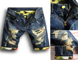 New arrival Men Washed denim shorts Stylish Short Ripped Jeans Pants Biker Skinny Slim Straight Denim Shorts2552340