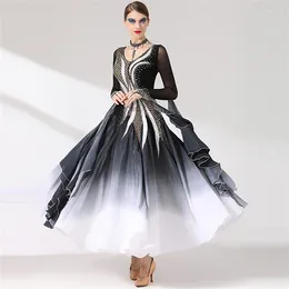 Stage Wear Coming Exquisite Women Ladies Performance Competition Black International Standard Ballroom Dance Dresses For Sale