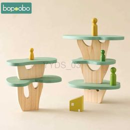 Baby Toy Kid Montessori Wooden Tree Block Toys Baby Stacking Puzzle Toy Wooden Blocks Stacker Balancing Games Children Room Decorationzln231223