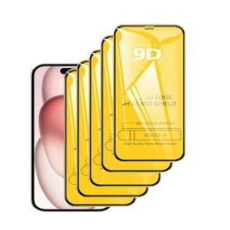 9D Screen Protector Tempered Glass for IPhone 15 14 13 12 11 Pro Max Protective Glass X XR XS Max 7 8 14 Plus no retail box 500pcs