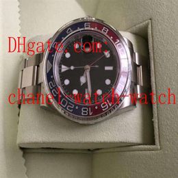 Topselling Men's Sport Watch 18K WHITE Gold GMT Black dial 40MM 116719 PEPSI BEZEL RED BLUE Asia 2813 Movement Automatic Mens333a