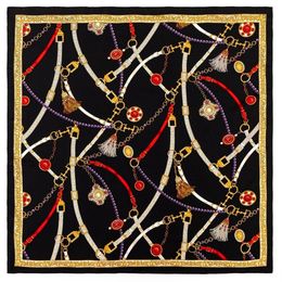 Manual Hand Rolled Twill Silk Scarf Women Belt Tassel Embellished Print Square Scarves Echarpes Foulards Femme Wraps Bandana Hijab298I