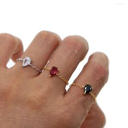 Cluster Rings High Quality Cute Small Tear Drop Single Stone Cz Cubic Zircon Ring For Women Adjustable Bague Gold Silver Color Jewelry