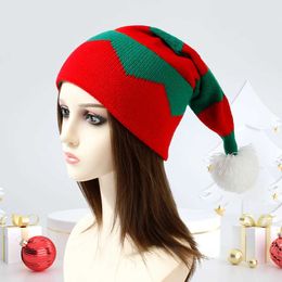 Christmas Hat Women Children Knitted with Pompom Winter Hats for Girls Boys Decorations Gift New Design 230920