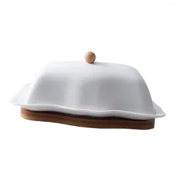 Plates Ceramic Butter Dish With Lid Keeper For Countertop Dining Room Party