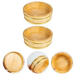 Dinnerware Sets 2 Pcs Sushi Bucket Wooden Trays Rice Tub Container Board Making Gadget Mixing Bowl Sashimi Serving Plate