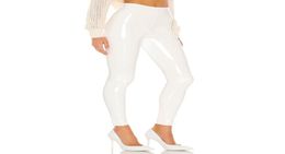 Women Shiny PU Leather White PVC Pants Slim 4XL Sexy Leggings Latex Stretchy High Waist Bodycon Summer Skinny Trousers 2207272866213