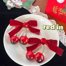 New Cherry Bow Hair Clips Ladies Elegant Ponytail Clip Sweet and Lovely Bangs Clip Side Clip Headdress Hair Accessories