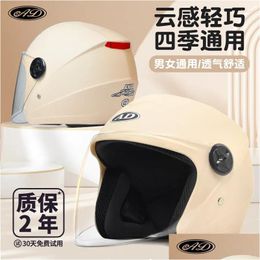 Motorcycle Helmets Ad Electric Car Helmet Adt Summer Sunsn Battery Half-Helmet Male Seasons 3C Certification Safety Drop Delivery Mo Dhf9K