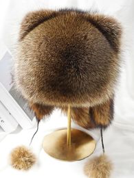 Berets 2023 Coati Earmuffs Hat American Raccoon Fur Lei Feng Overlord Tail Winter Warm Men's And Women's