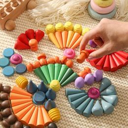 Giocattolo per bambini Creativo Parti sciolte Giocattoli per bambini Costruttore in legno Set Giocattoli Montessori per bambini Giocattolo sensoriale nordico Waldorf Regali per bambini zln231223