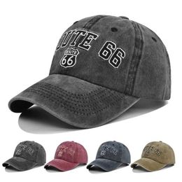 Ball Caps ROUTE 66 Embroidered baseball cap Trend baseball hat Cowboy hat visor hat J231223