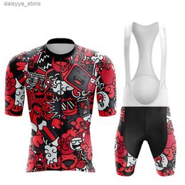 Cycling Jersey Sets Funny Cartoon Cycling Jersey Set Summer Cycling Clothing Mountain Bike Clothes Maillot Ropa Ciclismo Men's Outdoor Cycling WearL231223