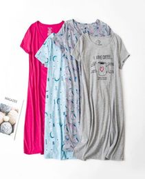 Plus Size 3XL Summer Girls Casual Cartoon nightgown Women 100 Cotton Sleepshirts Female Short sleeve O collar sleeping dress Y2001042963