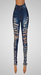 Women Jeans Boyfriends High Waisted Hole Ripped Skinny Denim Stretch Slim Pants Calf Length Jeans Pencil Pants For Women E2312608685