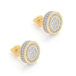 Unisex Men Women Earrings Studs Yellow White Gold Plated Sparkling CZ Simulated Diamond Earrings For Men Women Nice Gift223r