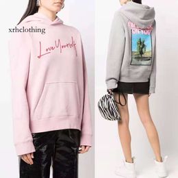 mens designer hoodie 22 Early Autumn New French Style ZV Cactus Alphabet Digital Print Inner Fleece Women's Hoodie