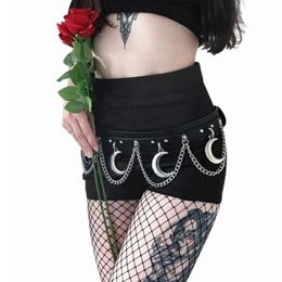 Belts Punk Hip Hop Moon Pendant Metal Chain PU Leather Belt Gothic Streetwear Goth Dance Individual Women S Adjustable Buckle298H