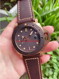 Classic Style Super V7 Quality Latest version men watches copper watchcase 47mm dial Auto Date Luminous Leather strap P.2555 Automatic Movement Men' s Wristwatches