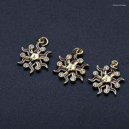 Pendant Necklaces Wholesale Women Jewelry Color Remain Gold Plated Copper CZ Setting Sun Flower For DIY Necklace Making