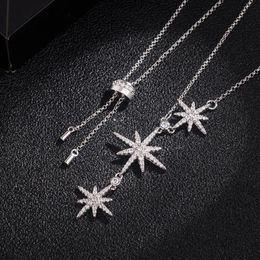 Unique Brand New Top Sell Luxury Jewelry Real 925 Sterling Silver Pave White Sapphire CZ Diamond Hexameron Pendant Women Clavicle 2553