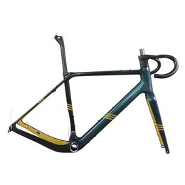 Full Carbon Fibre Hidden Cable Disc Brake Gravel Bike Frame GR048 Custom Stripe Design Paint Max Tyre 700X50C