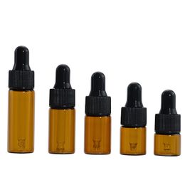 1ml Mini Essential Oils Sample Dropper Bottles Glass Dropper Vails for Traveling Essential Oils Perfume Cosmetic Liquid