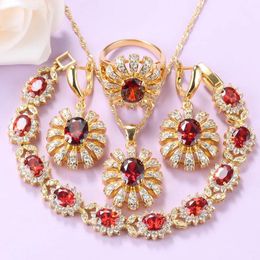 Chokers Classic Indian Red Jewelry Sets Goldcolor Bridal Wedding Accessories Necklace and Earrings Bracelet Ring Sets 7colors Jewelry