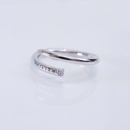 2024 Luxury quality charm punk band nail thick ring with diamond in silver plated have stamp box PS3675A