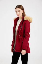Women's Trench Coats Solid Cotton Coat Women Classic Faux Fur Collar Thicken Jacket Thick Warm Padded 2023 Autumn Winter Female Street