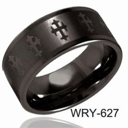 CLASSIC BLACK TUNGSTEN RINGS Cross Laser Rings Wedding bands for men Comfort fit252Z
