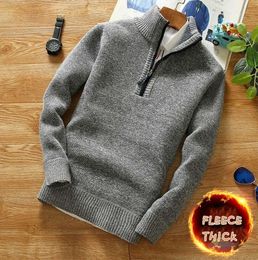 High quality Winter Men's Fleece Thicker Sweater Half Zipper Turtleneck Warm Pullover Quality Male Slim Knitted Wool Sweaters for Spring 878