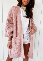 Cardigans Soft sheep wool sweater female 2021 autumn/winter long coat spring warm twist knitted cardigan