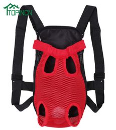 Pet Dog Carrier Back Pack Breathable Net Travel Dog Backpack Five Holes Pet Bags Shoulder Pets Puppy Carrier New Arrival C190213024414619