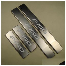Chromium Styling Stainless Steel Exterior Illuminated Door Sill Scuff Plate For 2009-2014 Ford Raptor F-150 F150 Welcome Pedal Trim Ca Dh6U0