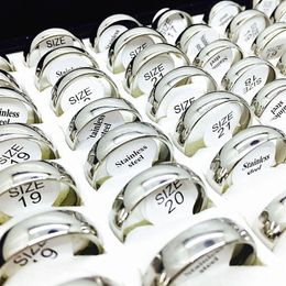 100pcs lot silver Ring couple Men Women unisex Silver 6MM Stainless Steel Jewellery wedding engagement party whole lots bulk bra235U