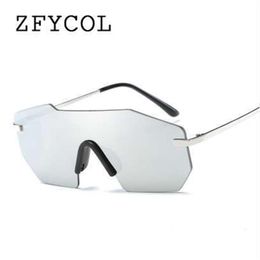 Women cool Sunglasses Unique Rimless Mirrored Lens Fashion Oversized Sun Glasses For Women Men SDR12249p