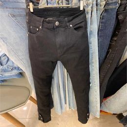 Men's Jeans Trend Casual Black Motorcycle Pant Ripped Jean For Men Japanese Korean Men Fall Winter Slim Fit Denim Pants Zipper Decorate Jean J231222